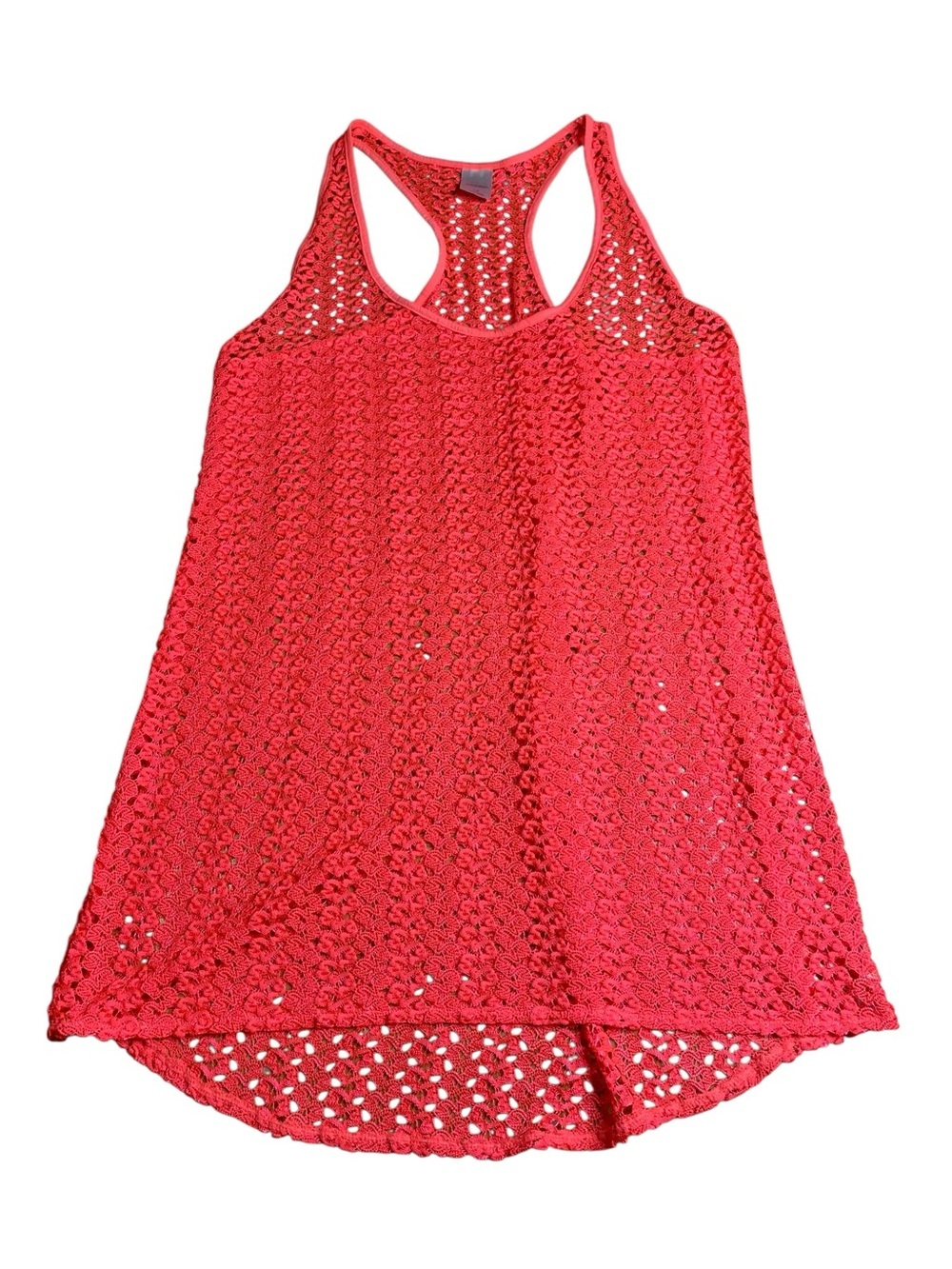 Xhilaration Neon Coral Crochet Racerback Tank Top - Size Large